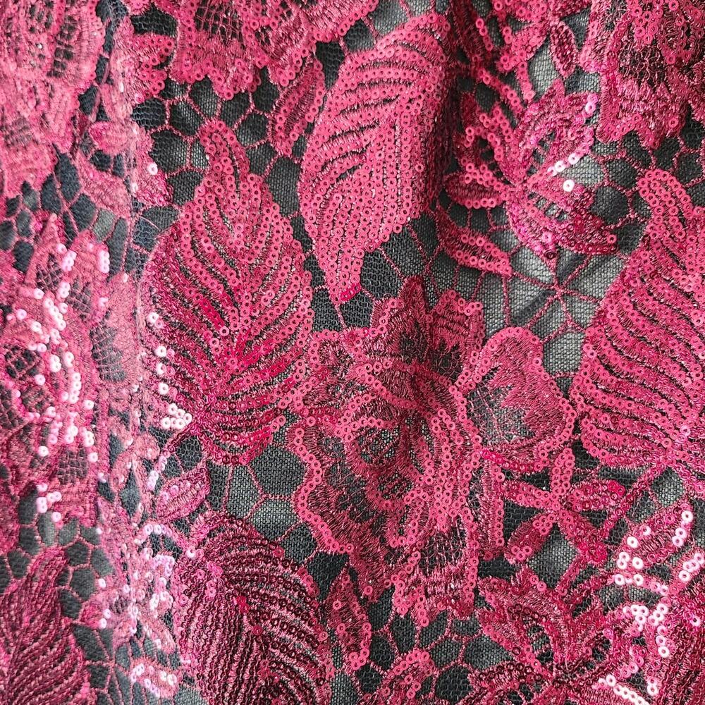 Julia Jordan Sheath Dress Size 9‎ Red Embroidered Sequin Overlay V-Neck - Picture 5 of 5